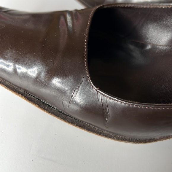 Coach All Leather Brown Made in Italy Pumps Square Toe Size 6.5B - Picture 10 of 13
